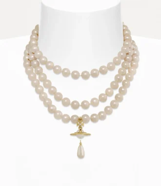 Gargantilla de tres filas con perlas en forma de gota Gargantilla de tres filas con perlas en forma de gota