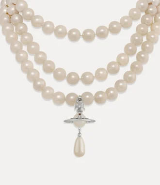 Gargantilla de tres filas con perlas en forma de gota Gargantilla de tres filas con perlas en forma de gota