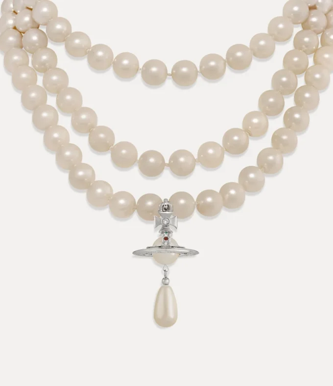 Gargantilla de tres filas con perlas en forma de gota Gargantilla de tres filas con perlas en forma de gota